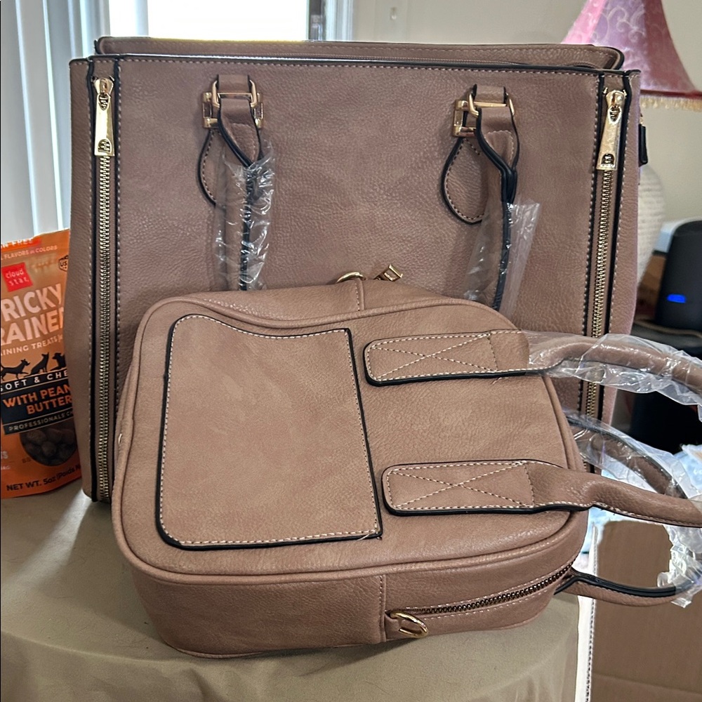 Elegant Khaki Tan Bag and Backpack Duo with Wallet